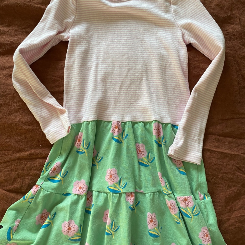 Tea Collection Floral Green & Pink Dress
